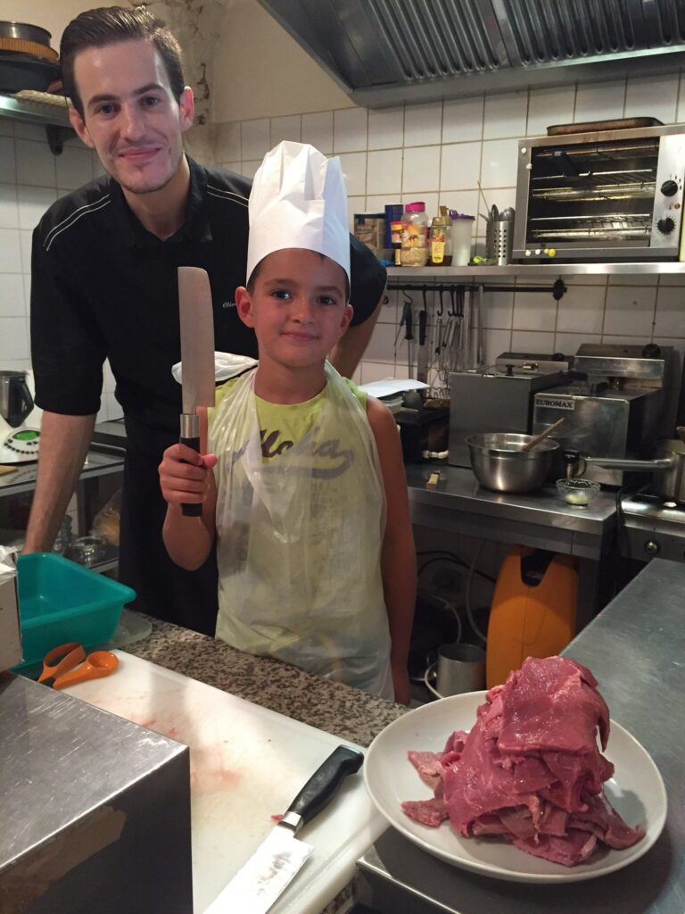 Chef Clément during a children's cooking class